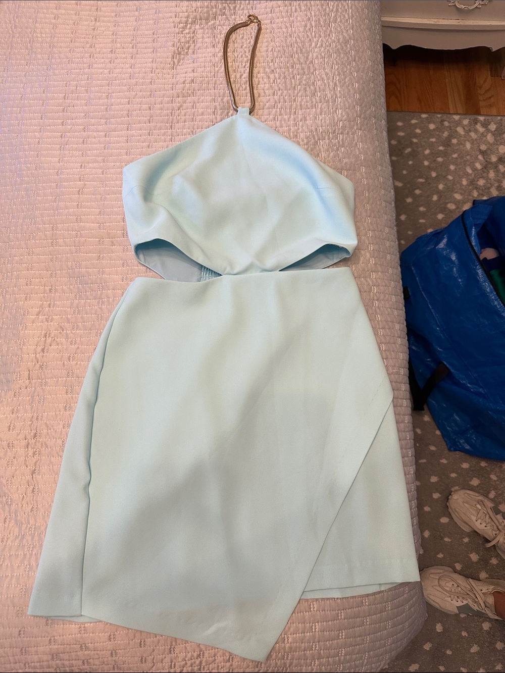 Amanda Uprichard Light Blue Cutout Mini Dress